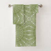 Dark olive textured bath towel set