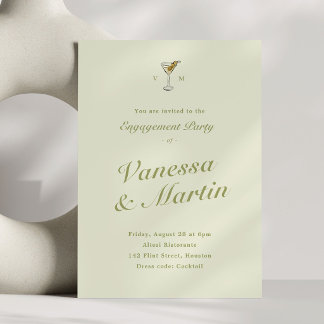 Olive Martini Classic Engagement Party Invitation