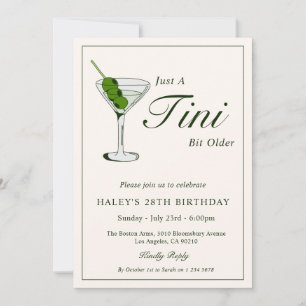 Olive Martini Cocktail Funny 28th Birthday Party Invitation