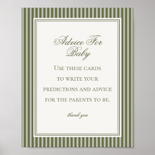 Olive Martini Green Striped Advice for Baby Game