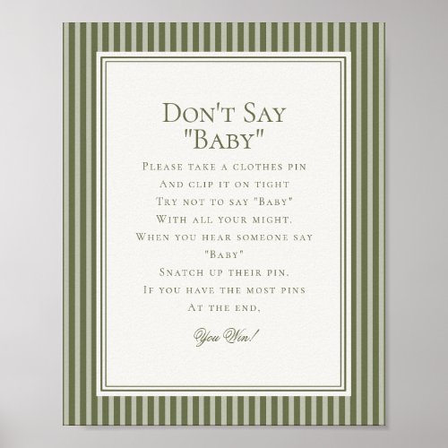 Olive Martini Green Striped Baby Shower Game