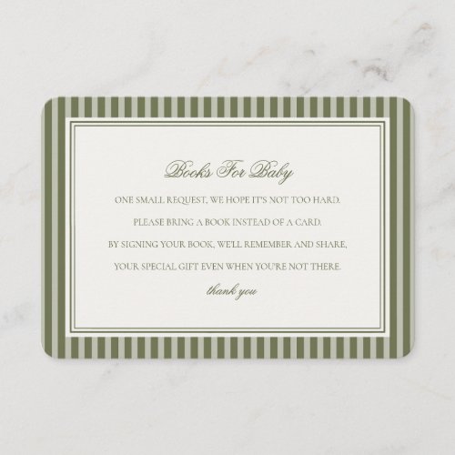 Olive Martini Green Striped Books For Baby Shower