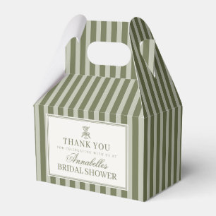 Olive Martini Green Striped Bridal Shower Favor Boxes