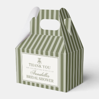 Olive Martini Green Striped Bridal Shower Favor Boxes