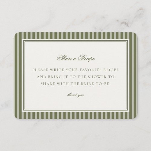 Olive Martini Green Striped Share a Recipe Insert