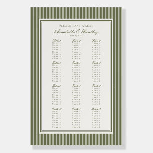 Olive Martini Green Striped Wedding Seating Chart Foam Board