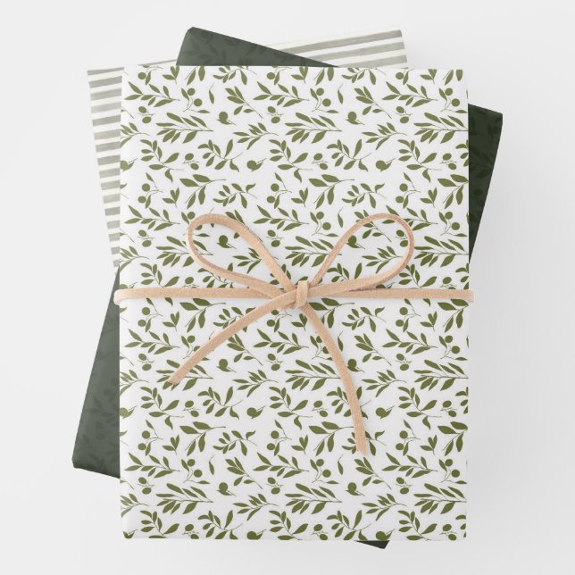 Olive 'Martini' Green  Wrapping Paper Sheets (In situ)