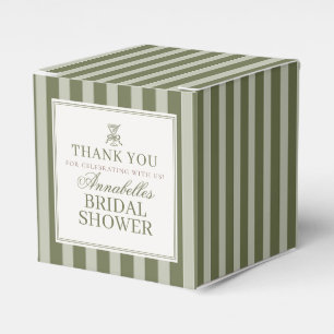 Olive Martini Old Money Striped Bridal Shower Favor Boxes