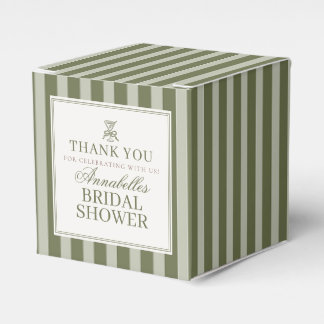 Olive Martini Old Money Striped Bridal Shower Favor Boxes