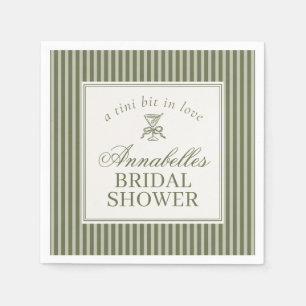 Olive Martini Old Money Striped Bridal Shower Napkins