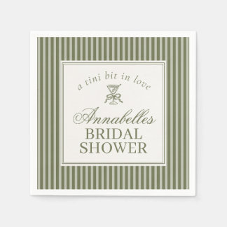 Olive Martini Old Money Striped Bridal Shower Napkins