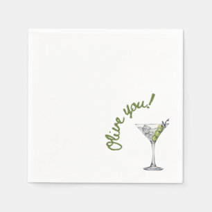 Olive Martini "Olive you!" Cocktail Napkins