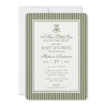 Olive Martini Tini Little One Striped Baby Shower Invitation