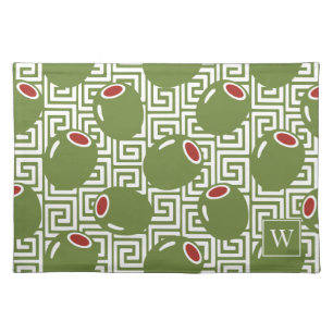Olive Mediterranean Greek Key Cloth Placemat