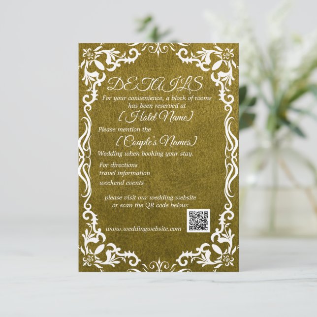 Olive Minimal Elegant Wedding Enclosure Card  (Standing Front)