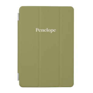 Olive Minimalist Custom Name iPad Mini Cover