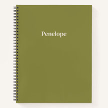 Olive Minimalist Personalized Spiral Notebook