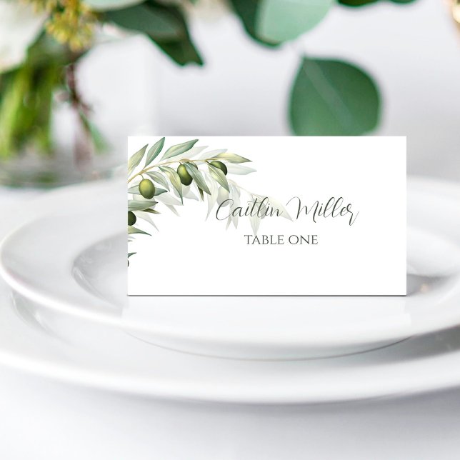 Olive Minimalist Wedding Place Card (Creator Uploaded)