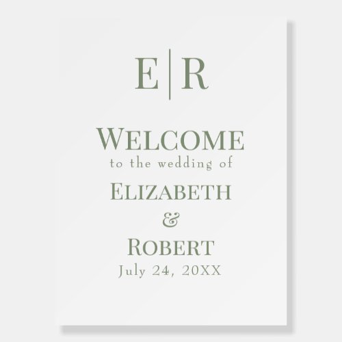 Olive Monogram Wedding Welcome Foam Board