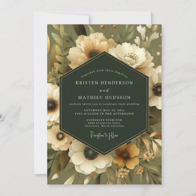 Olive Moody Anemone Wedding Invitation (Front)