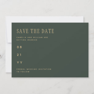 Olive Moss Green Gold Wedding SAVE THE DATE 