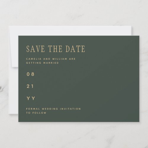 Olive Moss Green Gold Wedding SAVE THE DATE 