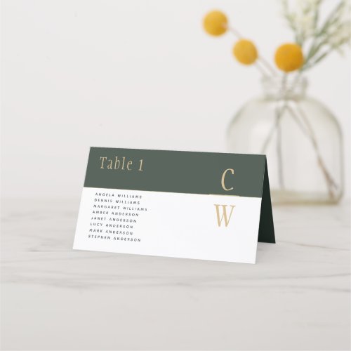 Olive Moss Green Gold Wedding TABLE Number Names P Place Card