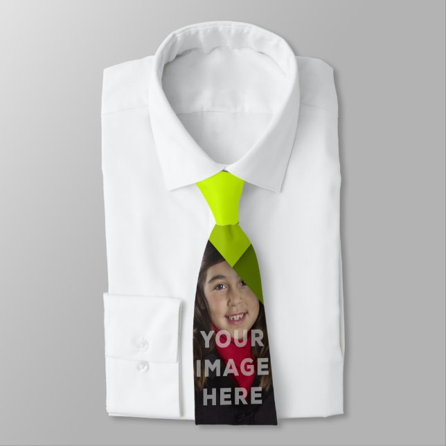 Olive Mustard Add Your Image Green Neck Tie Design (Tied)