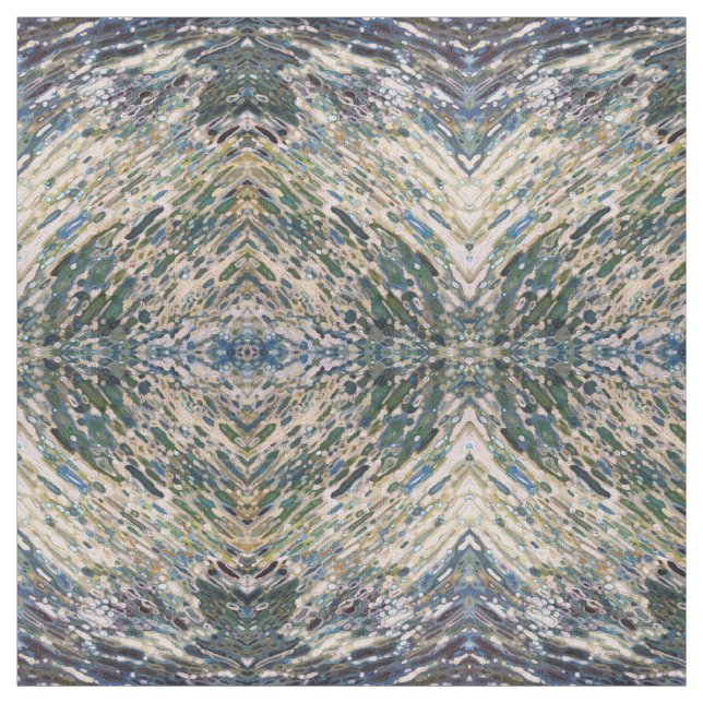 Olive Navy and Cream Fabric Ikat Boho Fabric (Swatch)