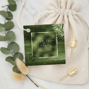 Olive Oasis Palm Leaf Metallic Thank You ID1324 Favor Tags