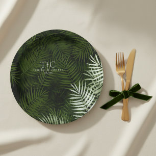 Olive Oasis Palm Leaves Border Pattern ID1324 Paper Plates