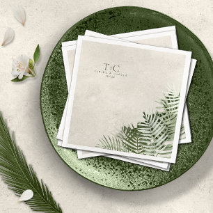 Olive Oasis Palm Leaves on Stone ID1324 Paper Dinner Napkins