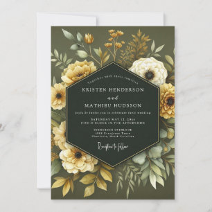 Olive Ochre Botanical Wedding Invitation
