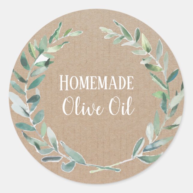 Olive Oil Bottle Rustic Vintage Wreath Craft Label (Front)