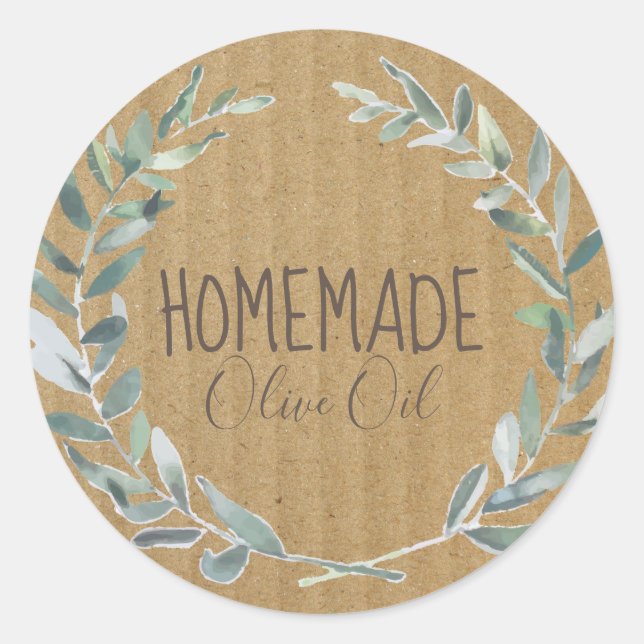 Olive Oil Bottle Rustic Vintage Wreath Craft Label (Front)
