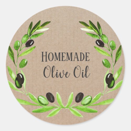 Olive Oil Bottle Rustic Watercolor Product Label