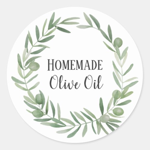 Olive Oil Bottle Rustic Watercolor Wreath Label