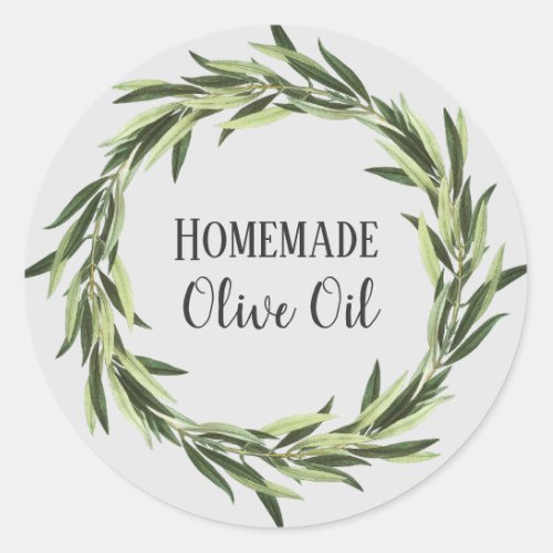 Olive Oil Bottle Rustic Watercolor Wreath Label