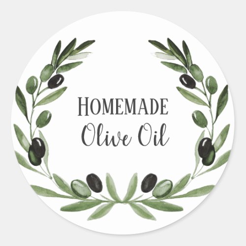 Olive Oil Bottle Rustic Watercolor Wreath Label