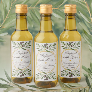 Olive Oil Bridal Shower Favors Infused with Love Wine Label