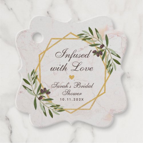 Olive Oil Bridal Shower Infused with Love Greenery Favor Tags
