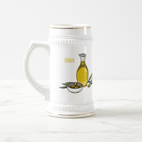 Olive oil cartoon illustration  beer stein