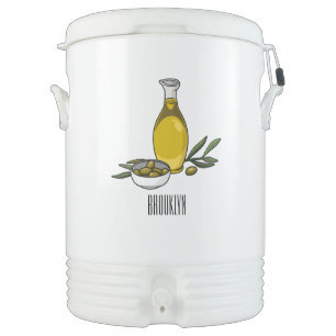 Olive oil cartoon illustration beverage cooler
