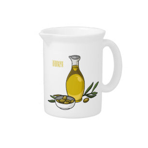 Olive oil cartoon illustration beverage pitcher
