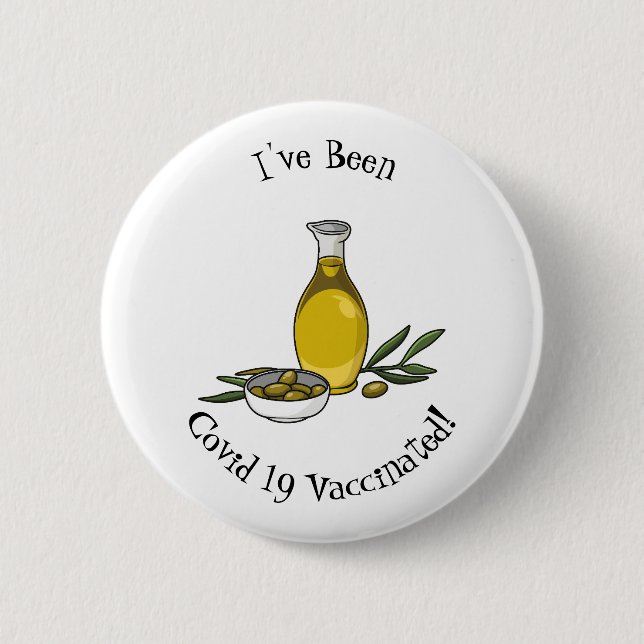Olive oil cartoon illustration button (Front)