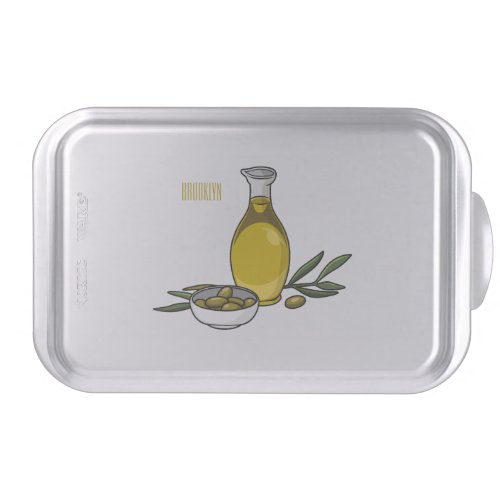 Olive oil cartoon illustration  cake pan