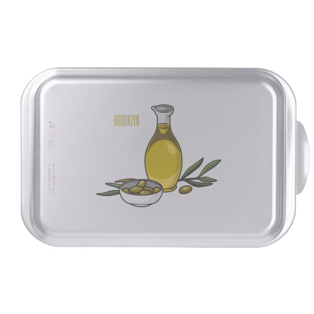 Olive oil cartoon illustration  cake pan (Front)