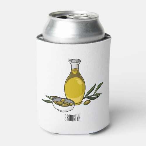 Olive oil cartoon illustration  can cooler