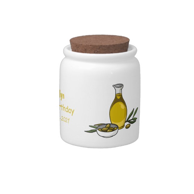 Olive oil cartoon illustration candy jar (Right)