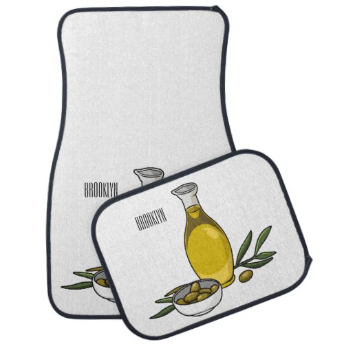 Olive oil cartoon illustration  car floor mat